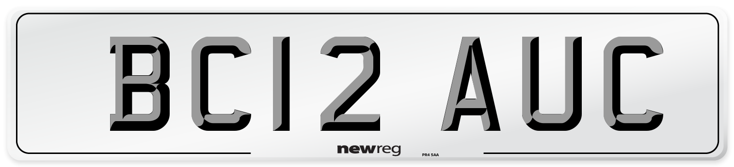 BC12 AUC Number Plate from New Reg